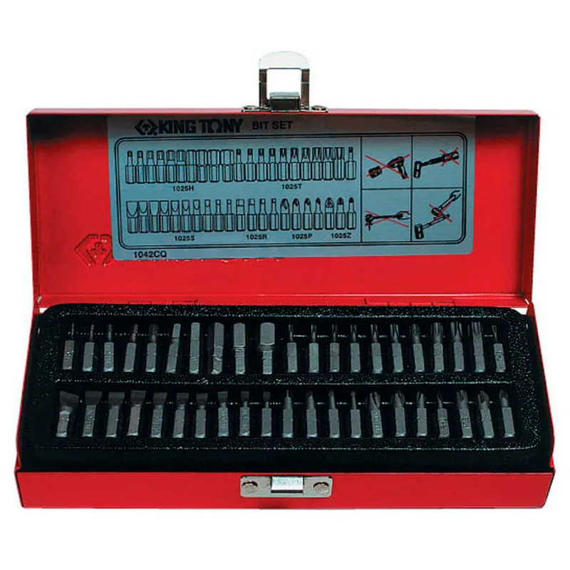 Набор бит KING TONY 1/4" TORX, HEX, PZ, PH, SLOT, SQ 42шт. 1042CQ