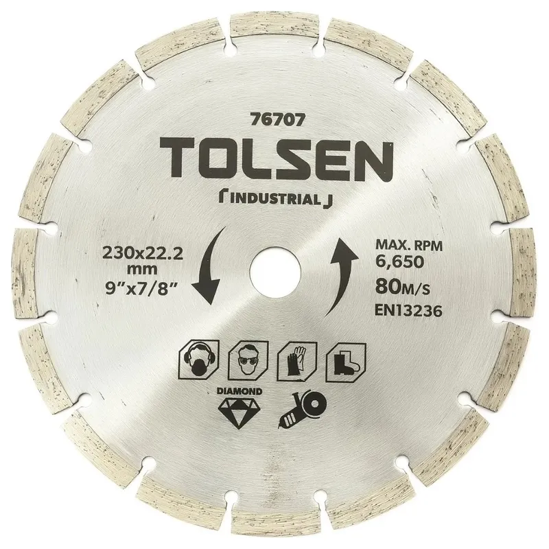 Диск алмазный отрезной сегментированный TOLSEN 230x22.2мм 76707