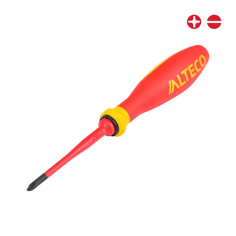 Отвертка крест-шлиц диэлектрическая VDE Slim PH/SL 1x80 мм ALTECO 0908-VDE-PHSL1-X