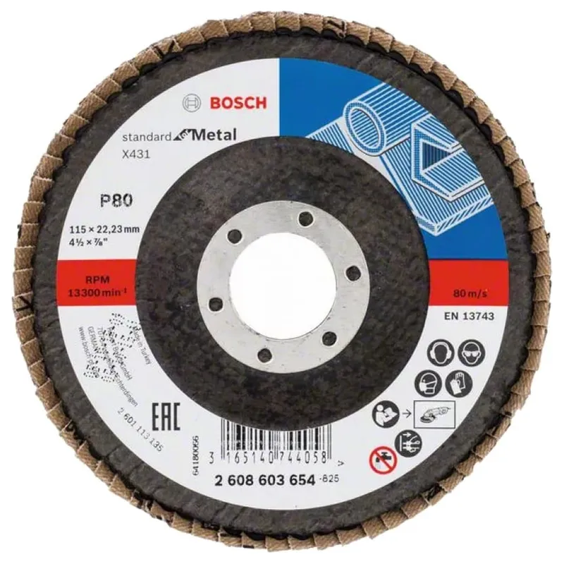 Круг лепестковый торцевой Bosch 115х22.2мм K80 2608603654