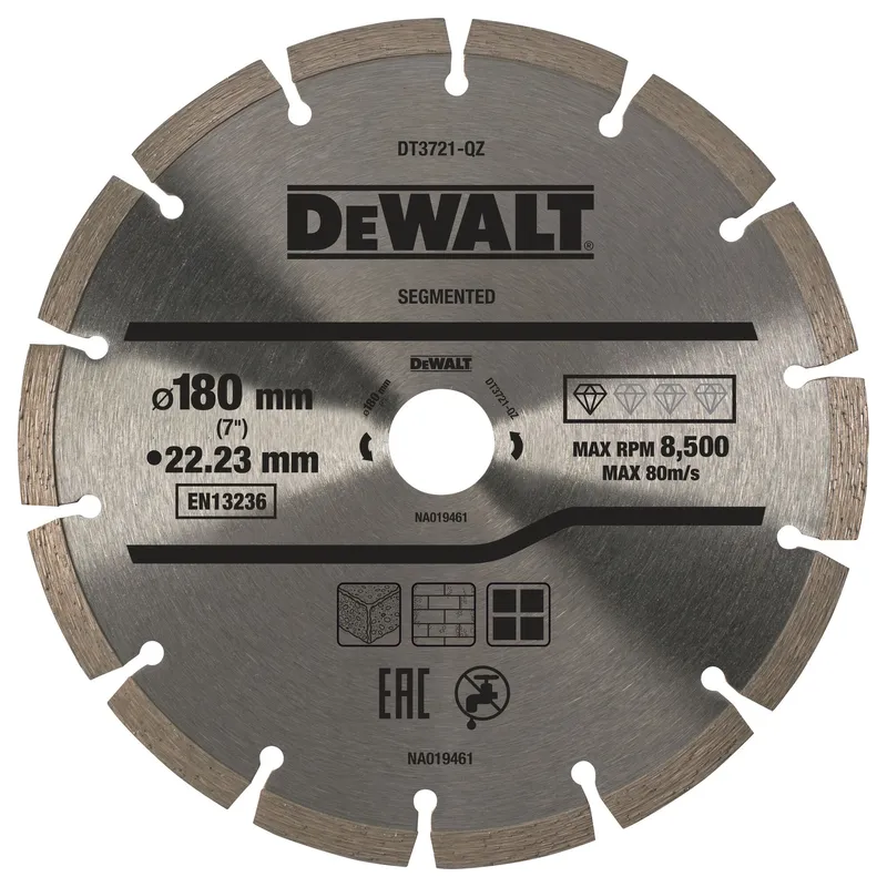 Диск отрезной алмазный универсальный DeWALT 180х2.1х22.2мм DT3721-QZ